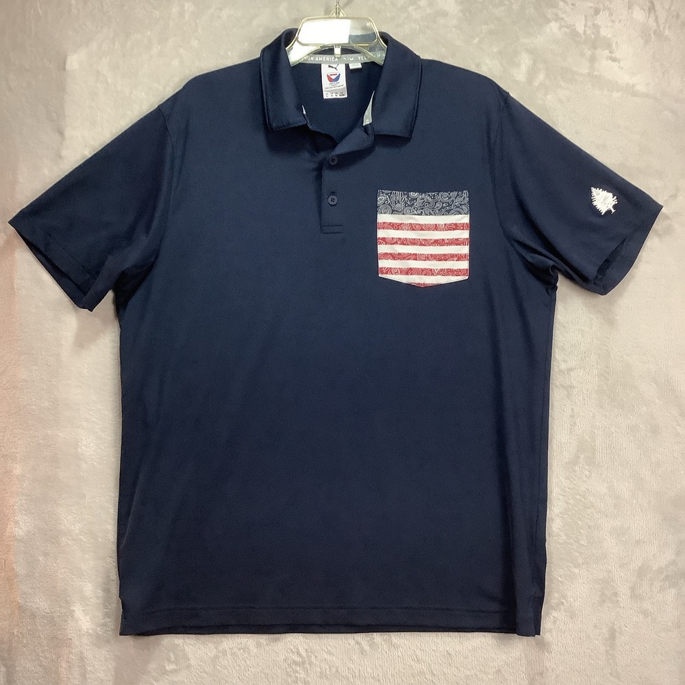 Puma Volition America Golf Polo Men's Size Large Paisley Flag Pocket embroidered